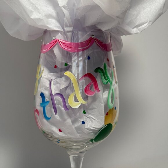 Hand Painted Happy Birthday Wine Glass by De-Lite - Picture 9 of 13